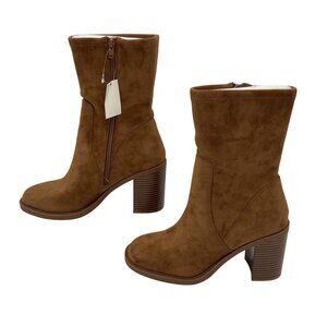 Womens Falls Creek Callie Brown Faux Suede Ankle Boots Size 7.5 With 3" Heel & S